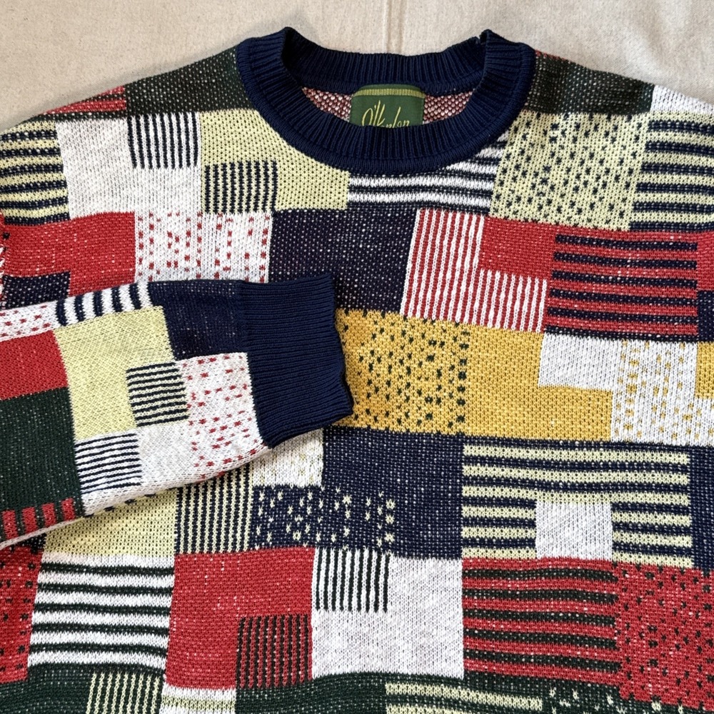 O'Hanlon Mills Wool Blend Patchwork Marled Knit Men's Medium